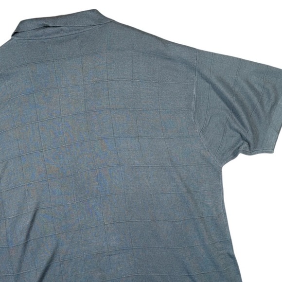 RR Casuals Men's XL Blue Plaid Knit Polo Shirt Short Sleeve - Picture 4 of 8